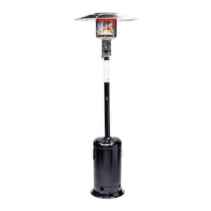 47,000 BTU Outdoor Patio Propane Heater with Portable Wheels, Standing Gas Outside Heater Stainless Steel Burner-Black