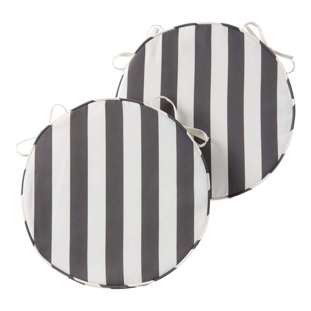 Chair Pads, Round Seat Pads, Custom Made Outdoor Pillows Striped Chair Pad,  Black and White Chair Pads 