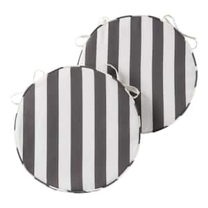 18 in. x 18 in. Canopy Stripe Gray Round Outdoor Seat Cushion (2-Pack)