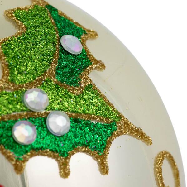Northlight 4 in. Red Glittered 2-D Poinsettia Glass Christmas Ball