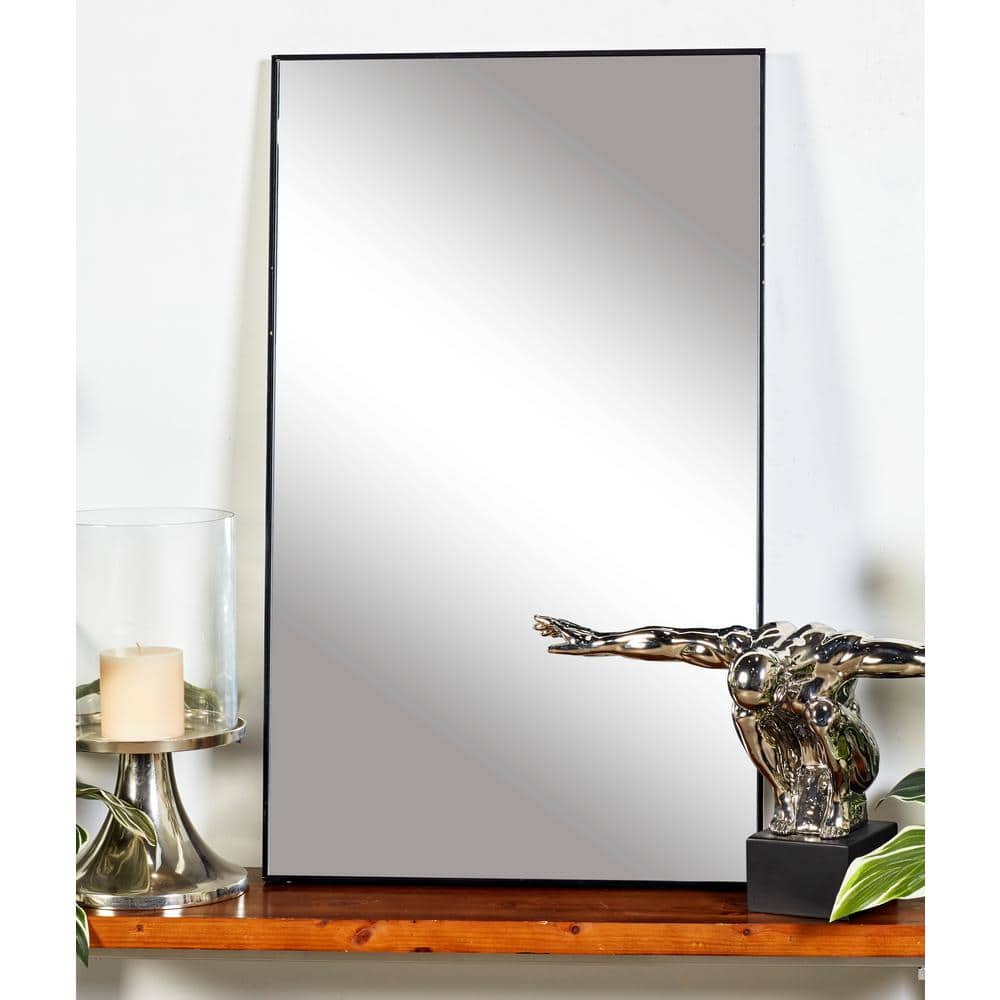 Sleek Black Wood Rectangular Wall Mirror 24" x 40"