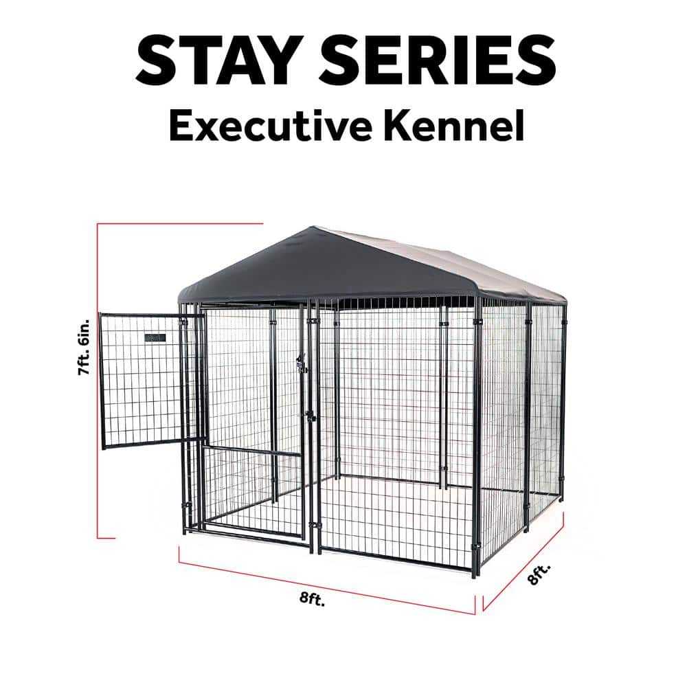 Khaki and Black Steel Frame Executive Dog Kennel 8' x 8' x 6'