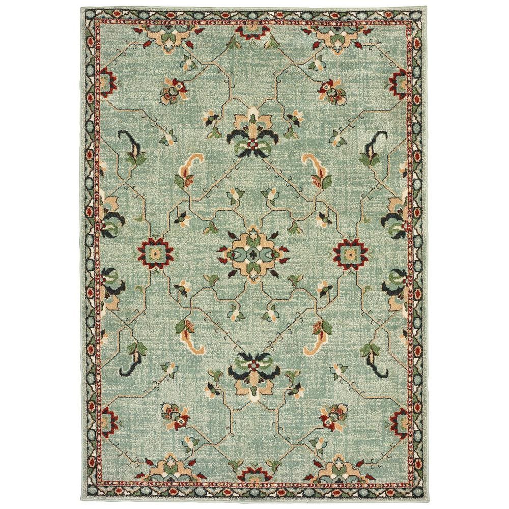 Darci Blue/Teal 6 ft. x 9 ft. Floral Area Rug