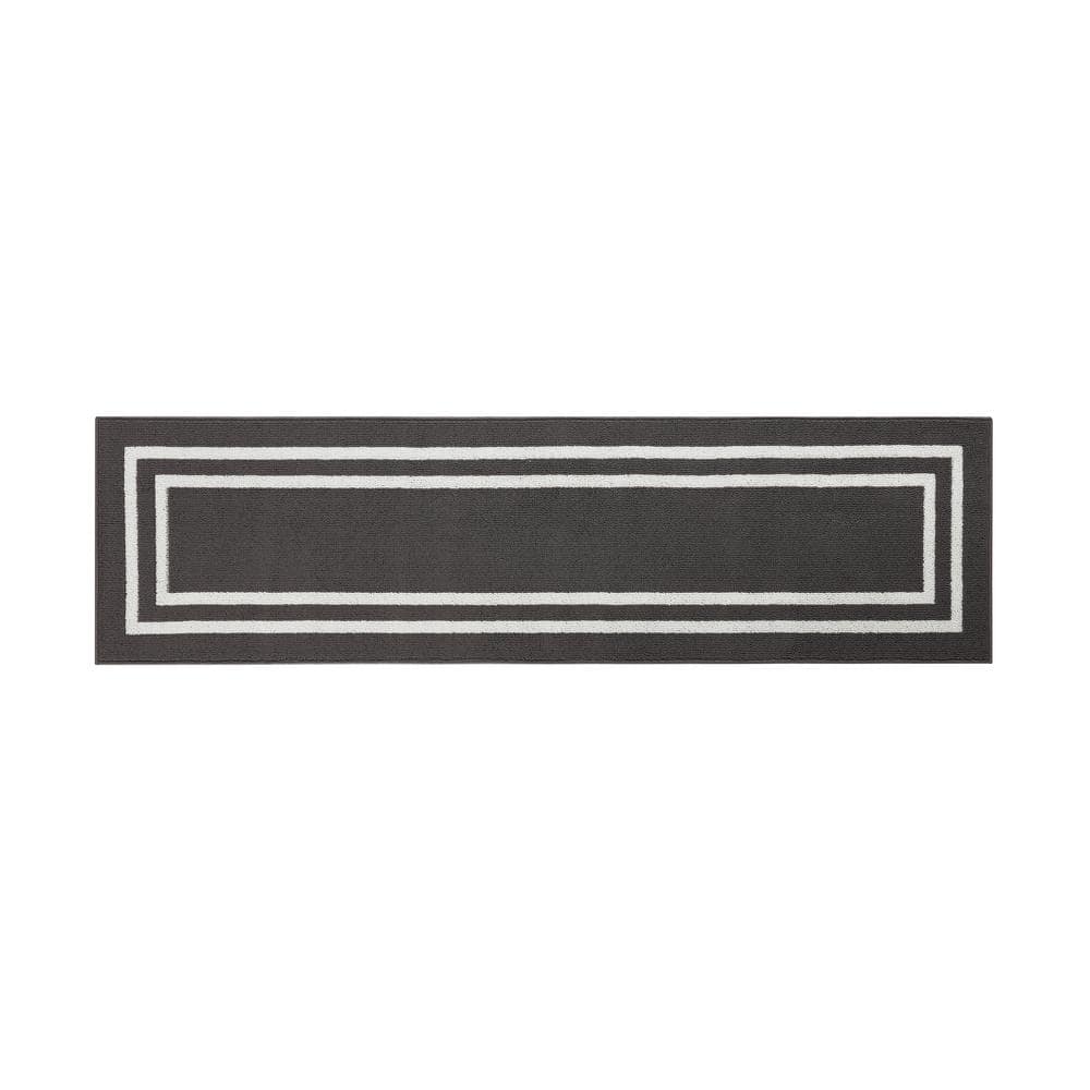 Machine Washable Non-Skid Dark Gray/White  2.2 ft. x 6 ft. All Loop Tufted Area Rug price history on PriceWatchPro