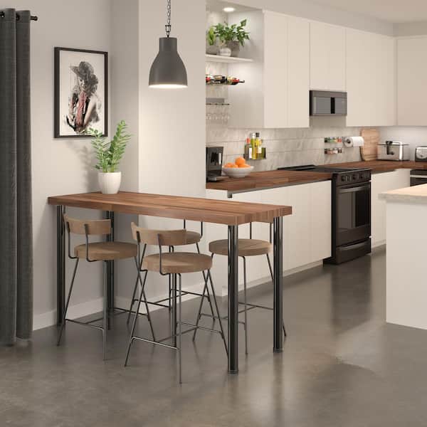 34 1/4 in. (870 mm) Black Metal Round Table Leg with Leveling Glide