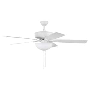 Pro Plus-211 52 in. Indoor Dual Mount White Ceiling Fan with Optional LED White Bowl Light Kit