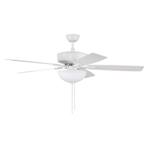 Pro Plus-211 52 in. Indoor Dual Mount White Ceiling Fan with Optional LED White Bowl Light Kit Lighting