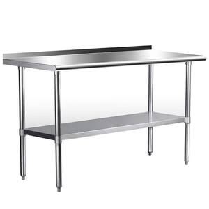 48 x 24 in. Silver Stainless Steel Kitchen Utility Table with Bottom Shelf For Restaurant, Home and Hotel