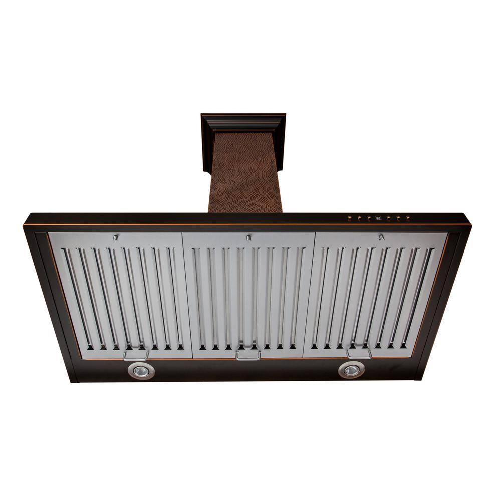 36" Hand-Hammered Copper Convertible Wall Mount Range Hood