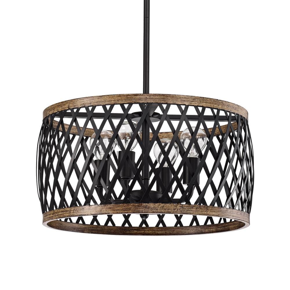 Agustin 25 in. 4-Light Indoor Matte Black Finish Chandelier with-Light Kit price history on PriceWatchPro
