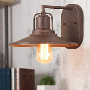 Modern Farmhouse Rust Bronze Metal Wall Sconce Classic Barn Light Transitional Industrial 1-Light Wall Lamp