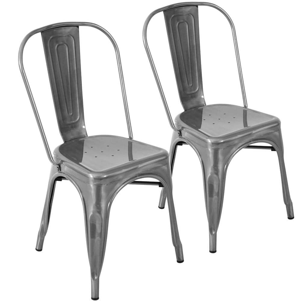 Lumisource Oregon Brushed Silver Stackable Dining Chair (Set of 2) DC-TW-OR  SV2 The Home Depot