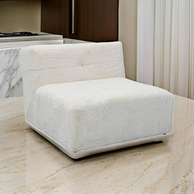 Benjara White Polyester Side Chair with Cushioned Tufted Seat and Back