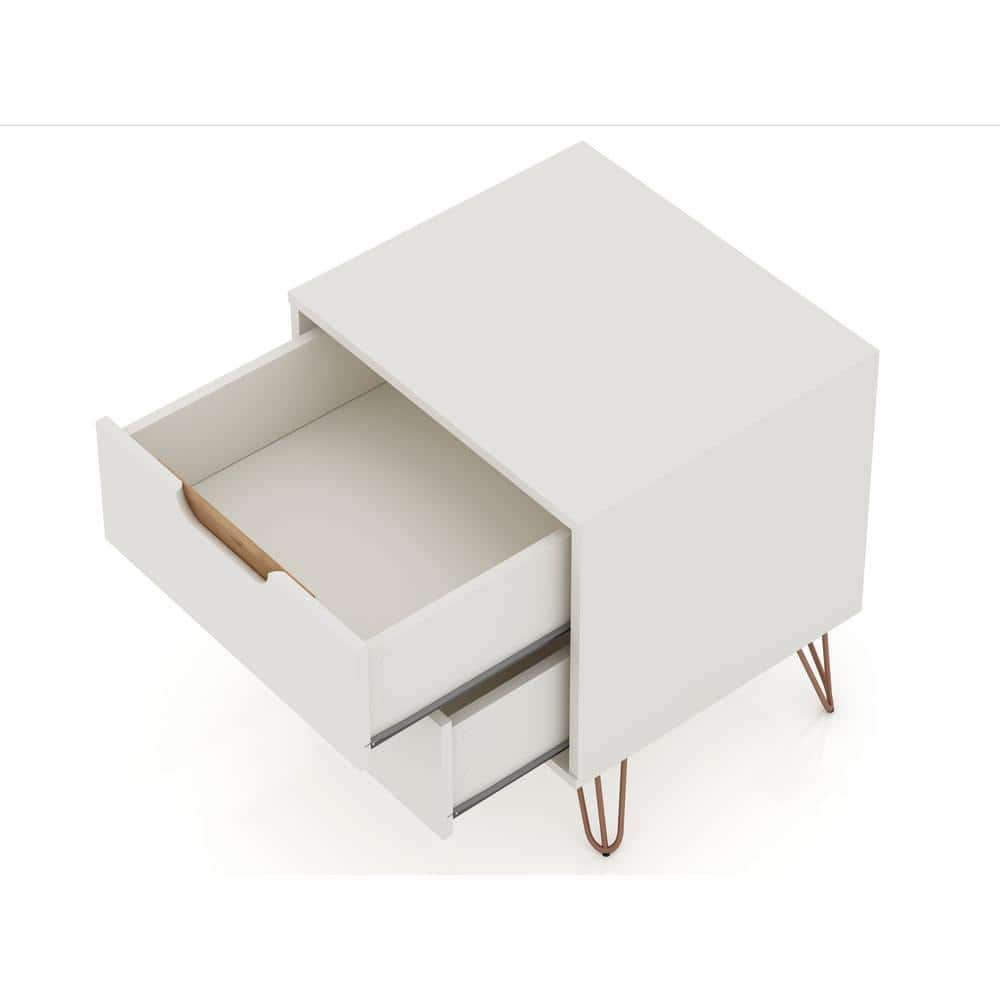 Set of 2 Off White Hairpin Leg 2-Drawer Nightstands