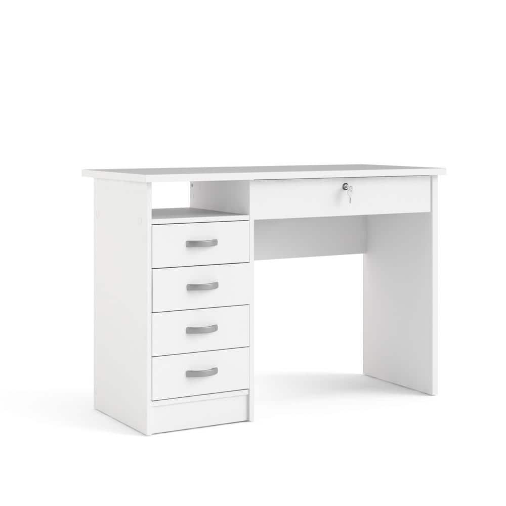 Walden White Engineered Wood Desk with 5 Drawers
