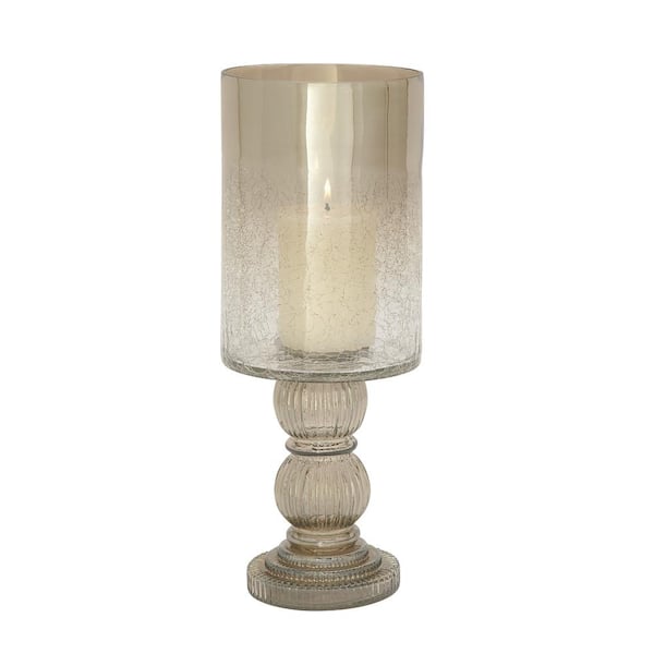 Litton Lane Gold Glass Handmade Turned Style Pillar Hurricane Lamp ...