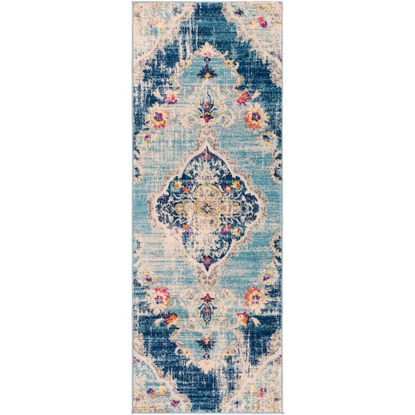 Livabliss Marisol Teal 3 ft. x 7 ft. Indoor Area Rug