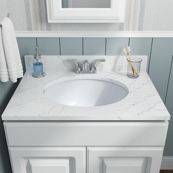 MSI Undermount Porcelain Ceramic Bathroom Sink in White Oval
