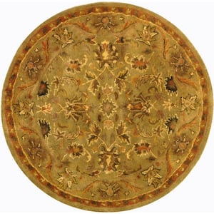 Antiquity Olive/Gold 4 ft. x 4 ft. Round Border Area Rug