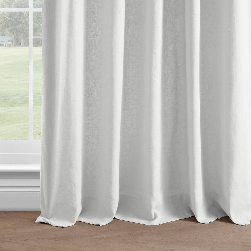 Crisp White Linen Room-Darkening Curtain Panel 50" x 108"