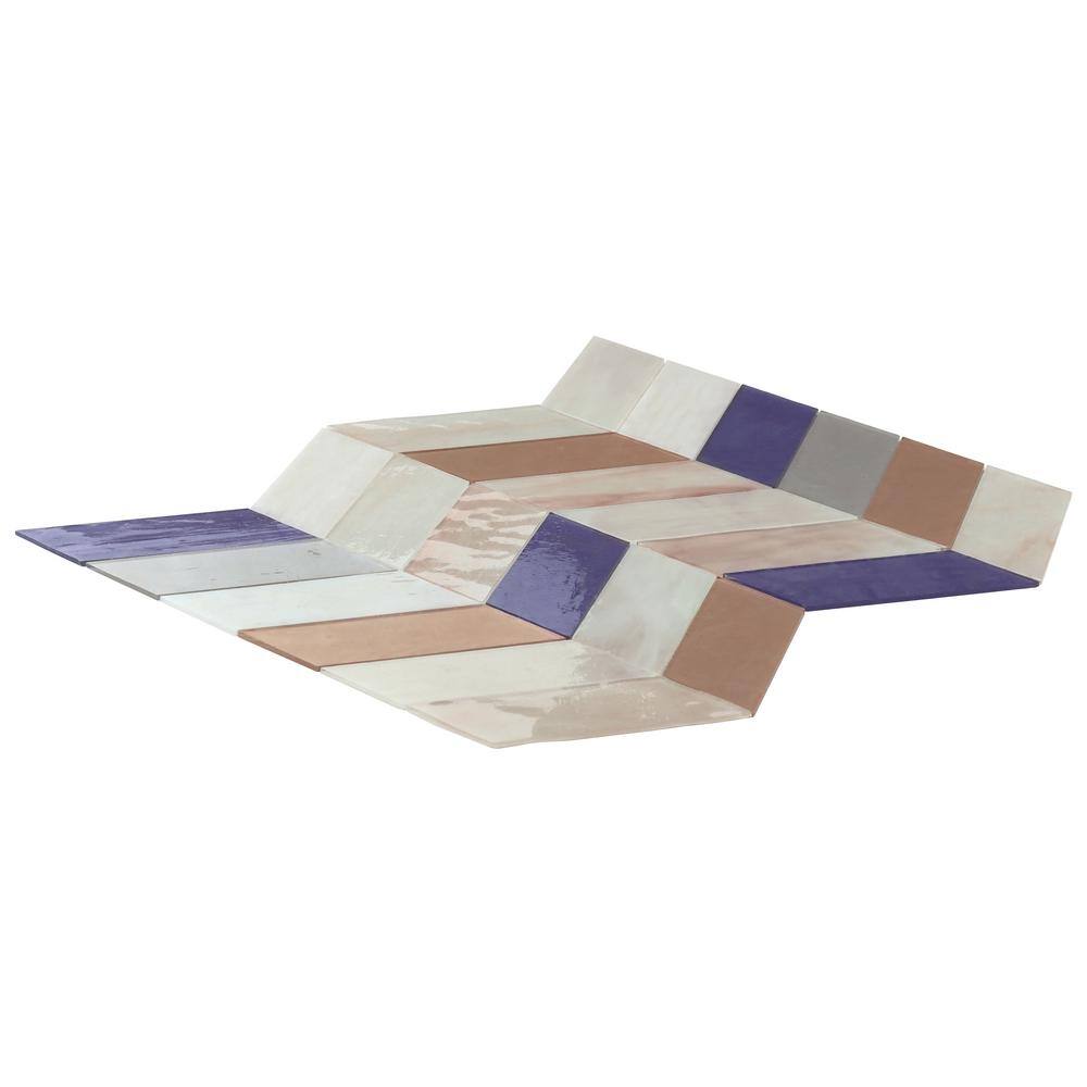 Elizabeth Sutton Glory Pink Chevron Glass Mosaic Tile