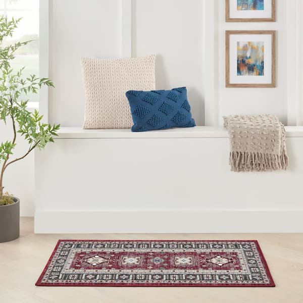 Fulton Red 2 ft. x 5 ft. Medallion Traditional Runner Area Rug