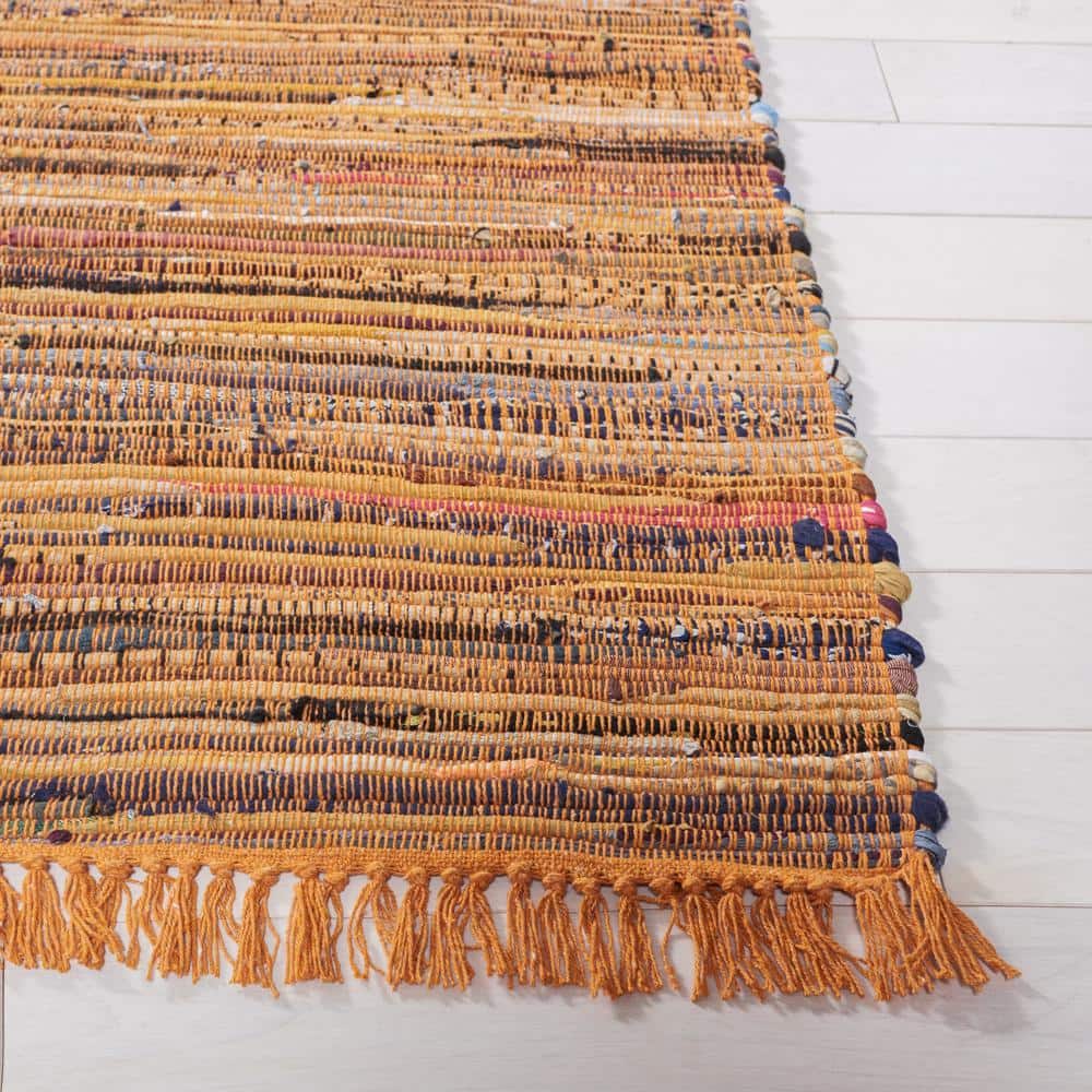 Multicolor Striped Cotton Flat Woven Area Rug