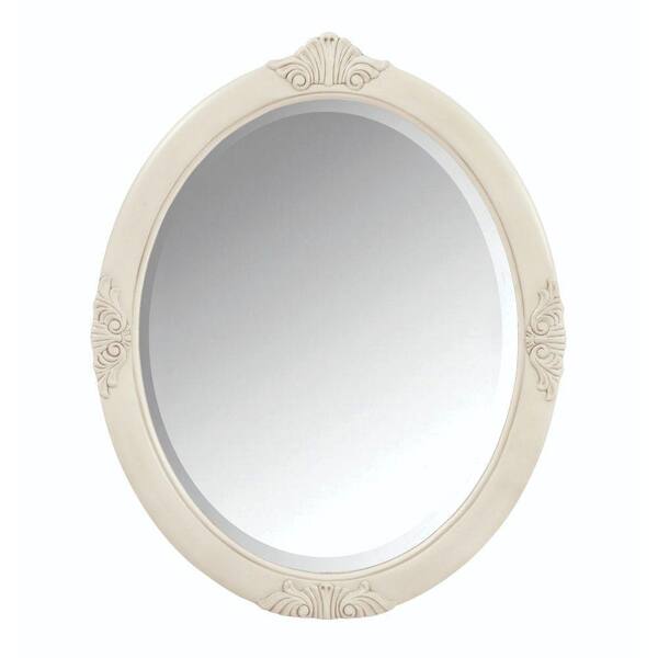 Home Decorators Collection Winslow 30 in. W x 37 in. H Single Framed Oval Mirror in Antique White