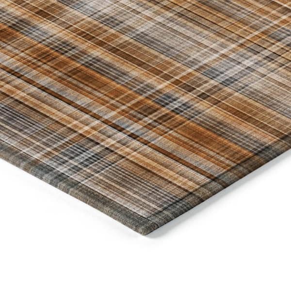 Terracotta 5 ft. x 8 ft. Woven Plaid Rectangle Indoor/Outdoor Area Rug