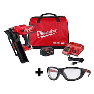 M18 FUEL 3-1/2 in. 18-Volt 21-Degree Lithium-Ion Brushless Framing Nailer Kit and Performance Safety Glasses with Gasket