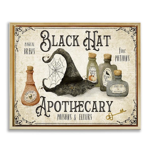 Stupell Industries Vintage Black Hat Apothecary by Deane Beesley 1-Piece Floater Frame Graphic Print Typography Art Print 31 in. x 25 in.