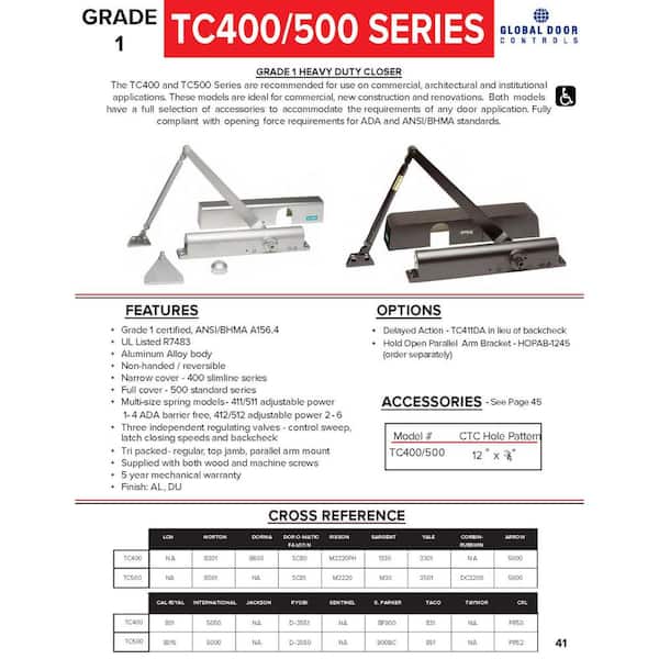 6000 Medium-Duty Grade-1 Aluminum Commercial Door Closer with Delay Action and Standard Full Cover 6000 Medium-Duty Grade-1 Aluminum Commercial Door Closer with Delay Action and Standard Full Cover