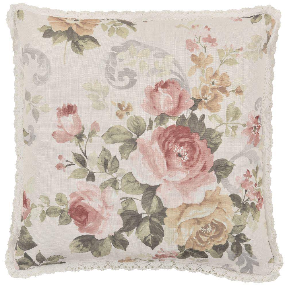 Chablis Rose Gold Polyester 16x16 Square Decorative Throw Pillow