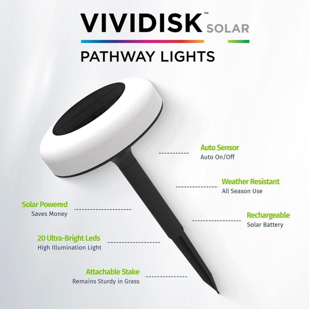 Color Changing LED Solar Pathway Disk Lights Multipack