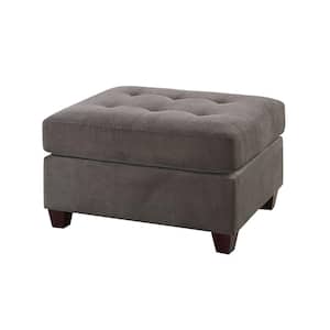 Alison Charcoal Cocktail Ottoman with Accent Tufting
