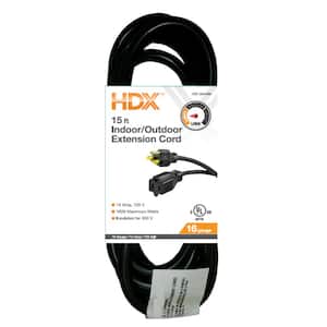 15 ft. 16/3 Indoor/Outdoor Extension Cord, Black