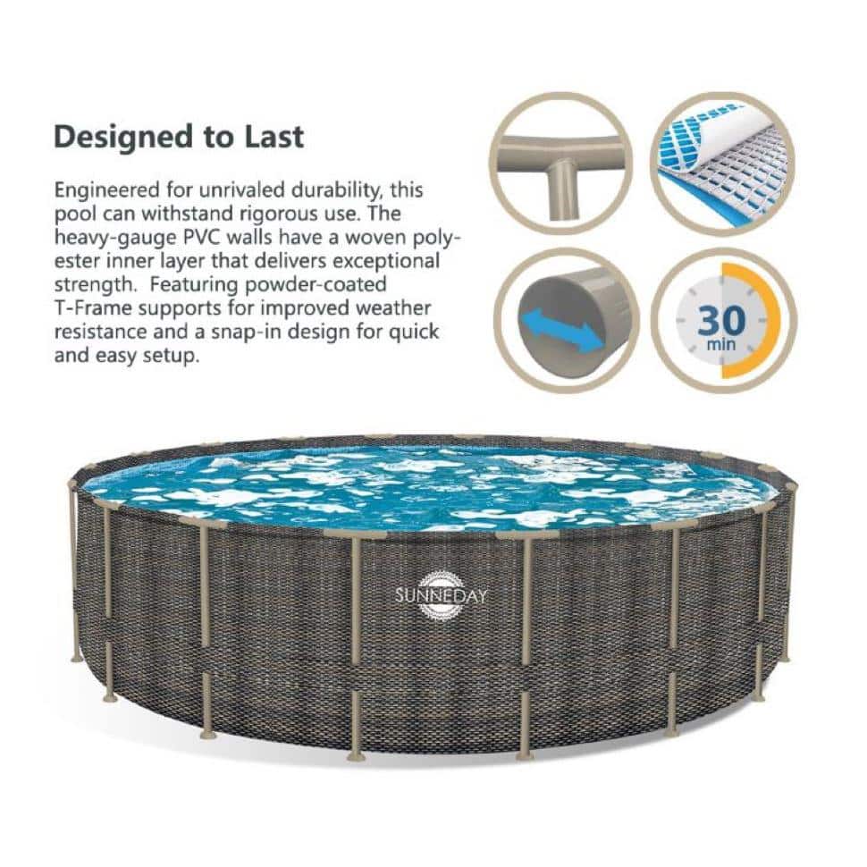 Sunneday 24' Round Rattan Soft-Sided Pool with Metal Frame
