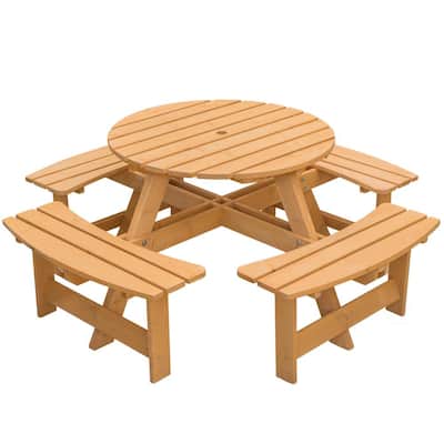 Wood Frame Picnic Tables Patio, Round Wooden Picnic Table Plans