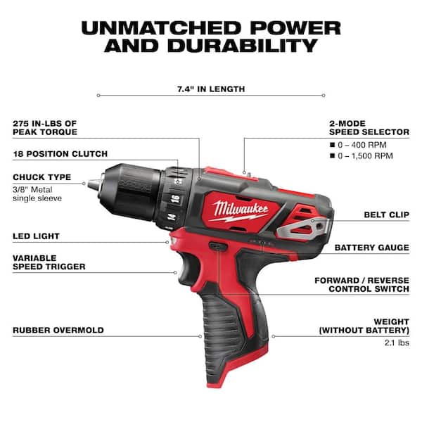 Milwaukee M12 12V Lithium-Ion Cordless 4-Tool Combo Kit with (2) Compact 1.5Ah Batteries and Charger & Titanium Bit Set