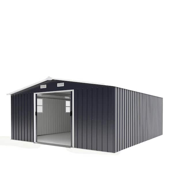10 ft. x 12 ft. Metal Outdoor Steel Storage Shed with Windows-Utility Building, Garden Tool House (120 sq. ft. )