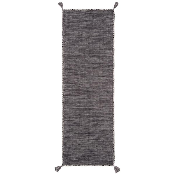 SAFAVIEH Montauk Gray/Black 2 ft. x 7 ft. Border Runner Rug