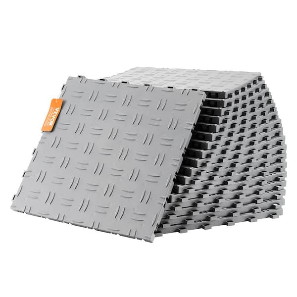 VEVOR Garage Tiles Silver 12 in. L x 12 in. W x 0.53 in. Thickness Polypropylene Garage Flooring Tiles (25 sq. ft.)