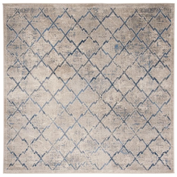 SAFAVIEH Brentwood Light Gray/Blue Doormat 3 ft. x 3 ft. Square Border Distressed Area Rug