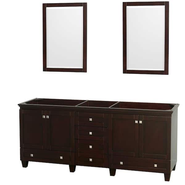 Wyndham Collection Acclaim 80 in. Double Vanity Cabinet with 2 Mirrors in Espresso