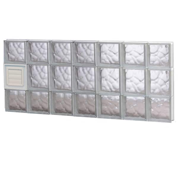 Clearly Secure 40.25 in. x 19.25 in. x 3.125 in. Frameless Wave Pattern Glass Block Window with Dryer Vent