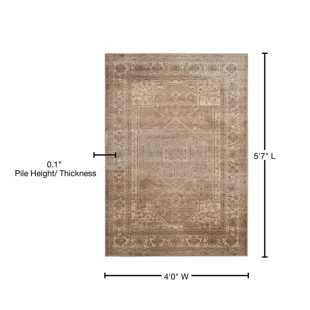Vintage Light Brown Rectangular Viscose Area Rug
