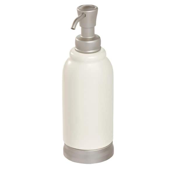 IDESIGN Bexley Ceramic Soap Pump in Matte Coconut and Satin Silver