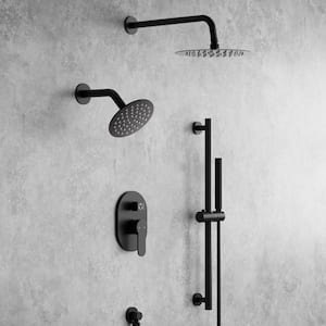 3-Spray Patterns Round Fixed Shower Head 10 and 6 in. with 2.5 GPM Wall Mount Dual Shower Heads in Matte Black