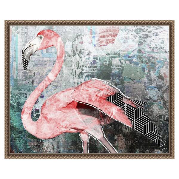 Amanti Art Pop Art-Flamingo by Inner circle 1 Piece Floater Frame Canvas Giclee Animal Art Print 16 in. x 20 in.