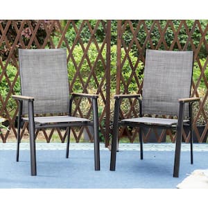 Black Stackable Lightweight Aluminum Patio Outdoor Dining Chair (2-Pack)